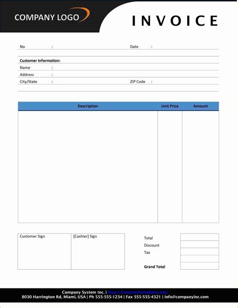 Invoice template word download free